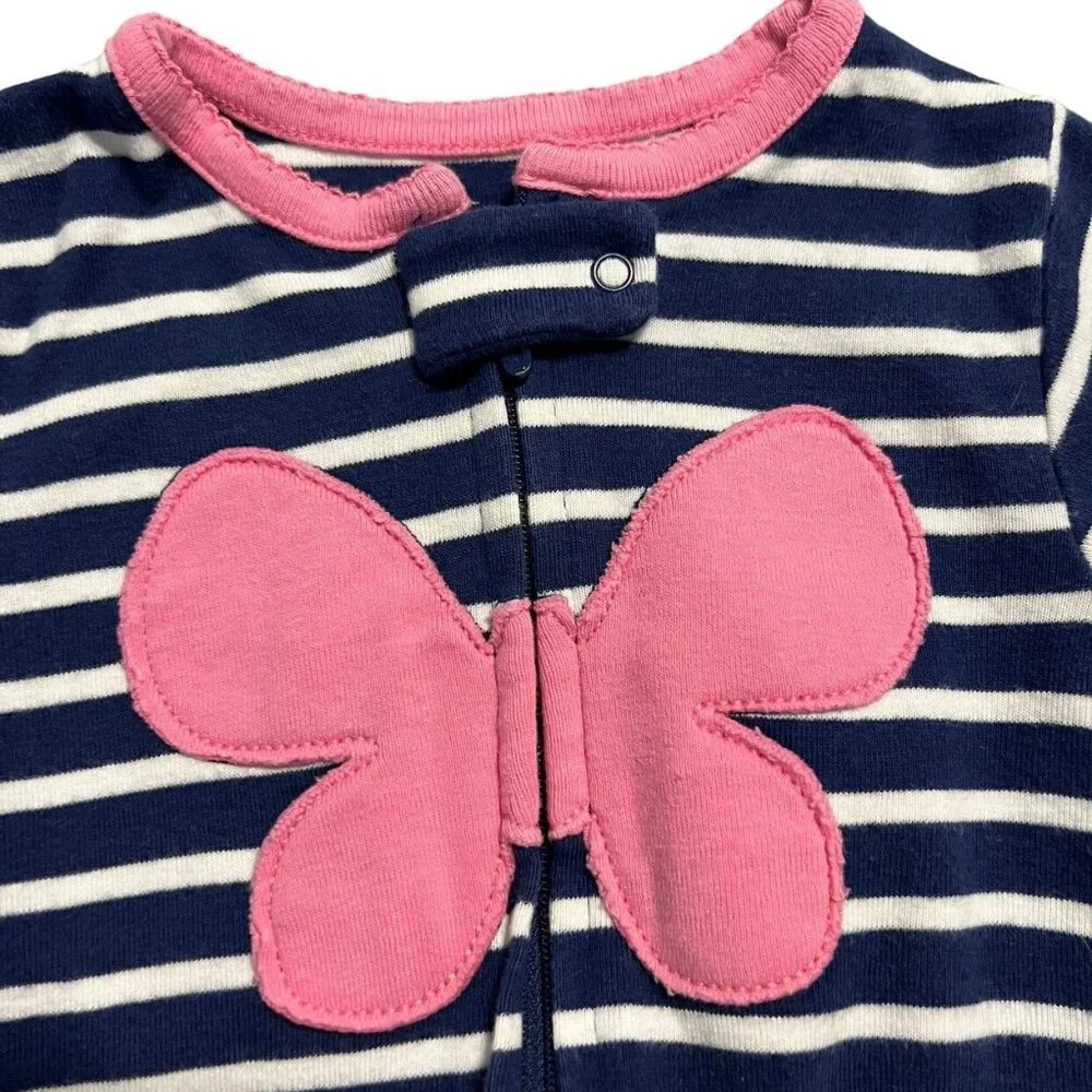 Carter's 12m Striped Butterfly Zipper Sleeper Pajamas